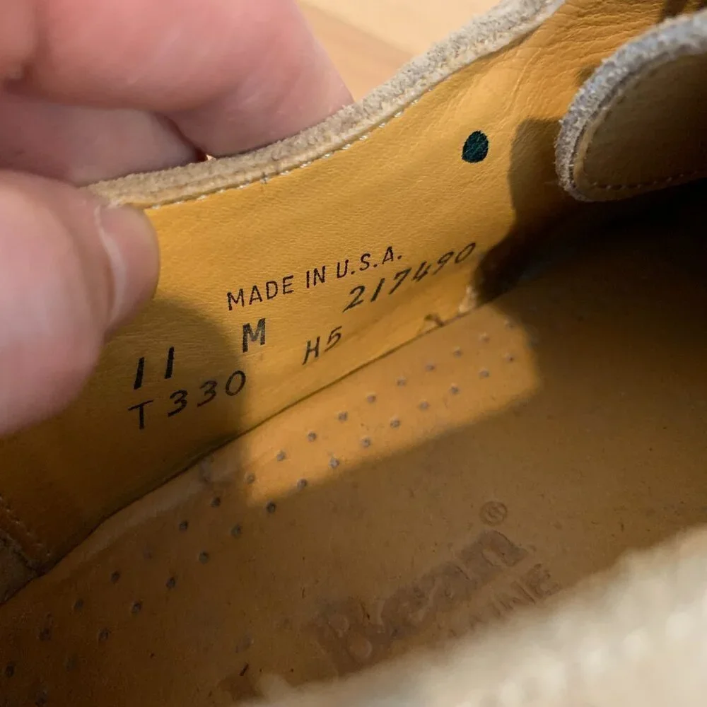 Vintage L.L. Bean  Derby Shoes Men's Size 11 M Tan Suede Leather Oxfords USA